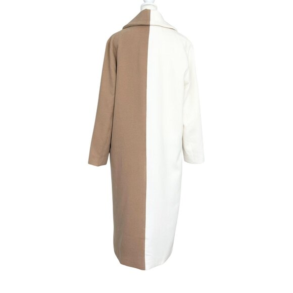 Steve Madden Caroline Two Tone Camel Ivory Long Coat NWT (S) - Picture 6 of 16